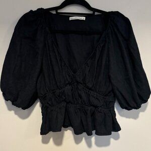 Abercrombie & Fitch Dark Coquette Top Size L Milkmaid Puff Sleeve Y2K Romantic